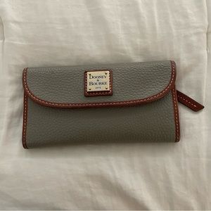 Dooney & Bourke gray leather wallet brown leather trim